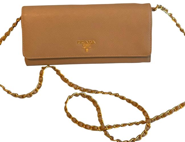 Prada Wallet on Chain Nude Leather Clutch