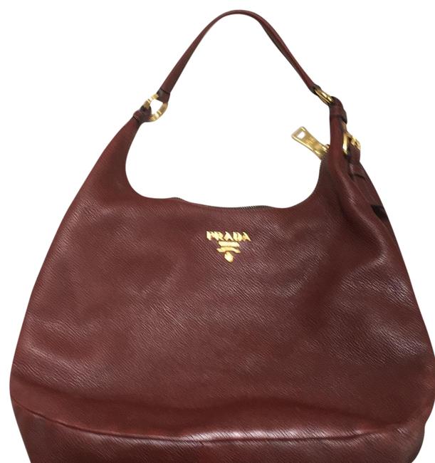 Prada WineRust Leather Hobo Bag