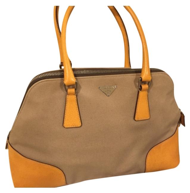 Prada Yellow Canvas Satchel