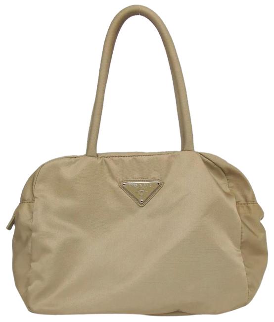 Prada Zip Handbag Beige Nylon Satchel