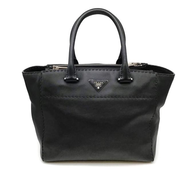 Prada Zip Top Black Leather Satchel