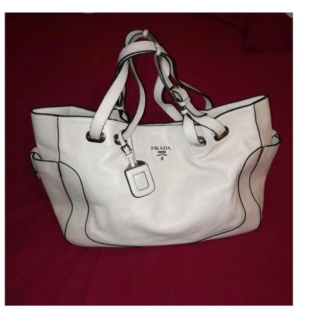 Prada Hobo Bag L W Shoulder Off 18L X 5W X 12H White Leather Satchel