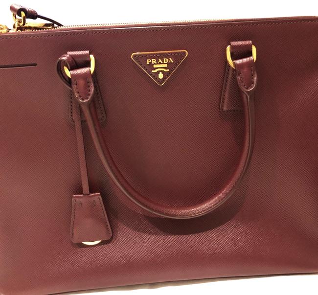 Prada Galleria Medium Saffiano Burgundy Leather Shoulder Bag