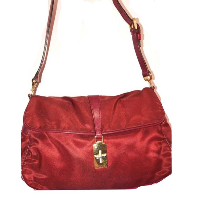 Prada 103 Burgundy Nylon  Leather Shoulder Bag