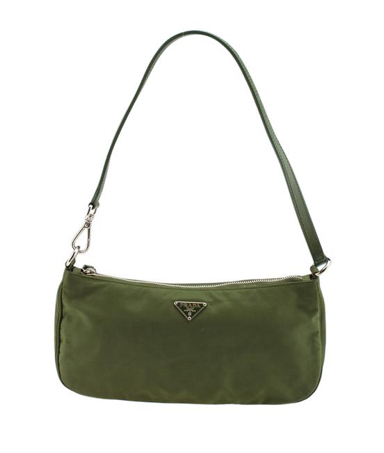 Prada 110247 Green Nylon Shoulder Bag