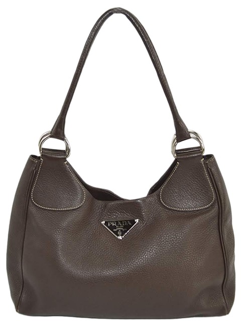 Prada #177 134 Brown Leather Shoulder Bag