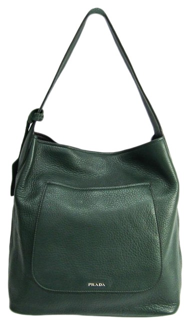Prada 1bc007 Womens Green Leather Shoulder Bag
