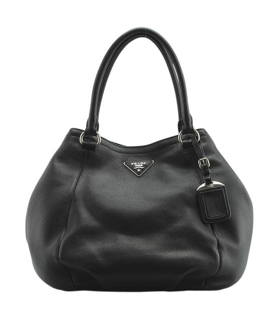 Prada Vitello Daino 1bc792 144224 Black Leather Shoulder Bag