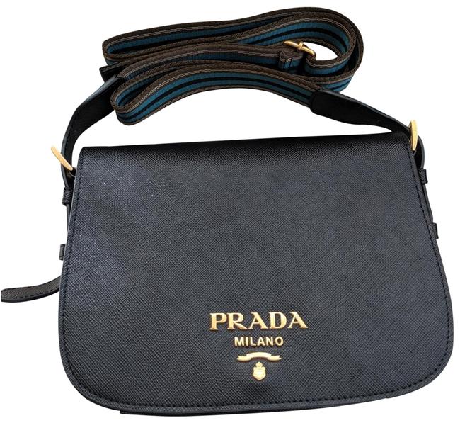 Prada 1bd192 Womens Black Saffiano Leather Shoulder Bag