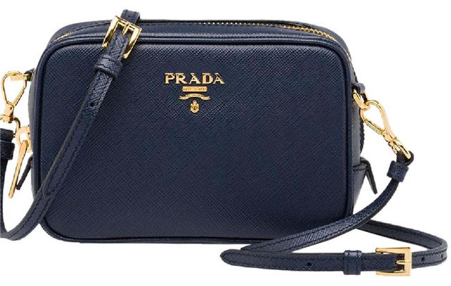 Prada 1nf674 Leather In Navy Blue Shoulder Bag
