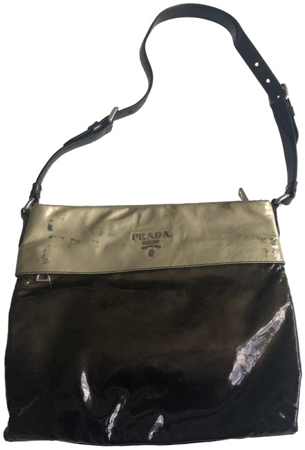 Prada 2 tone Green Patent Leather Shoulder Bag