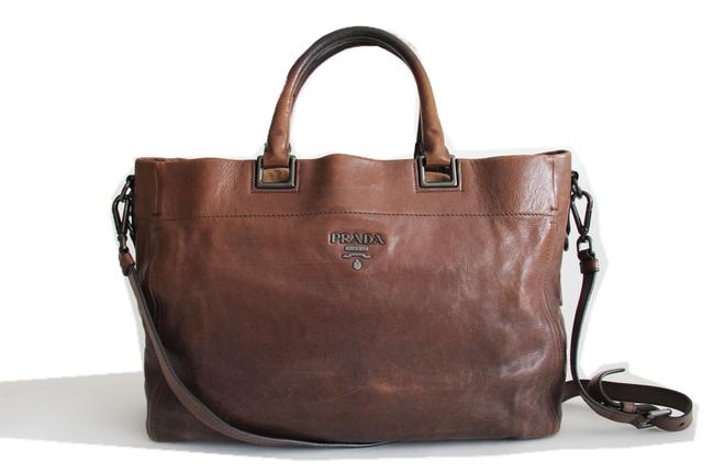 Prada 2 way In Brown Leather Shoulder Bag