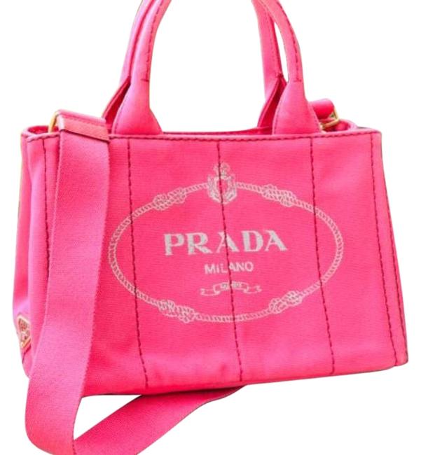 Prada 2 Way Pink Canvas Shoulder Bag