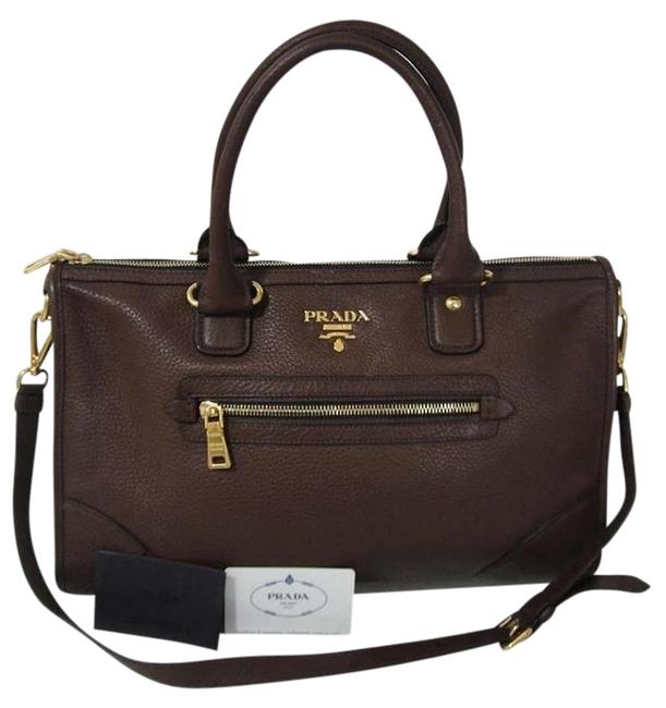 Prada 2way Bruciato Saffiano Vitallo Diano Brown Leather Shoulder Bag
