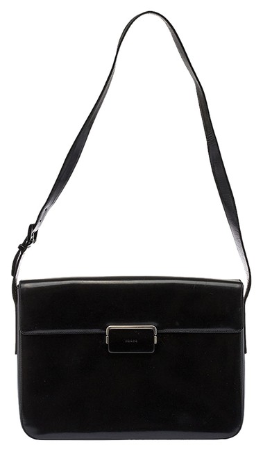 Prada 34008 Black Leather Shoulder Bag