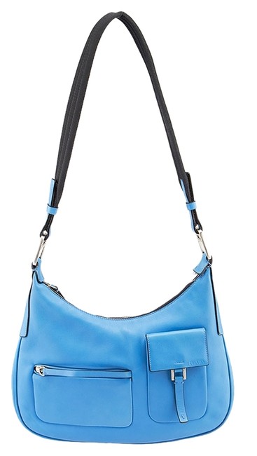 Prada 66263 Blue Leather Shoulder Bag