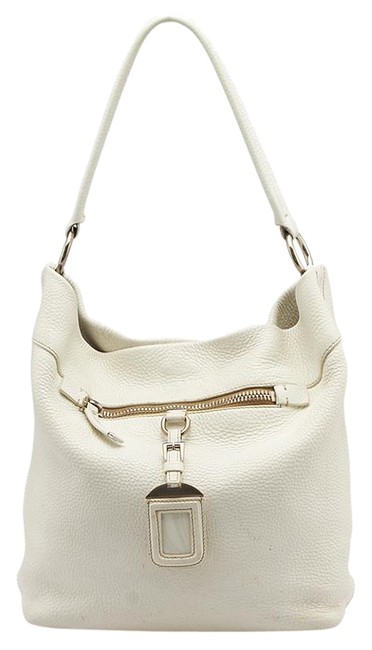 Prada 89619 Cream Leather Shoulder Bag