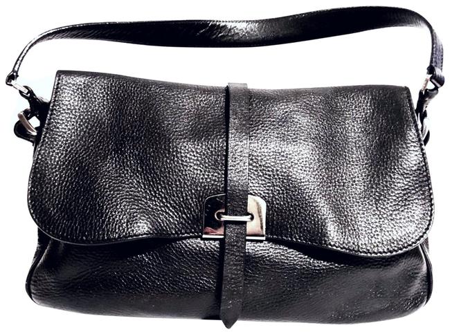 Prada All Tongue Lock Black Leather Shoulder Bag