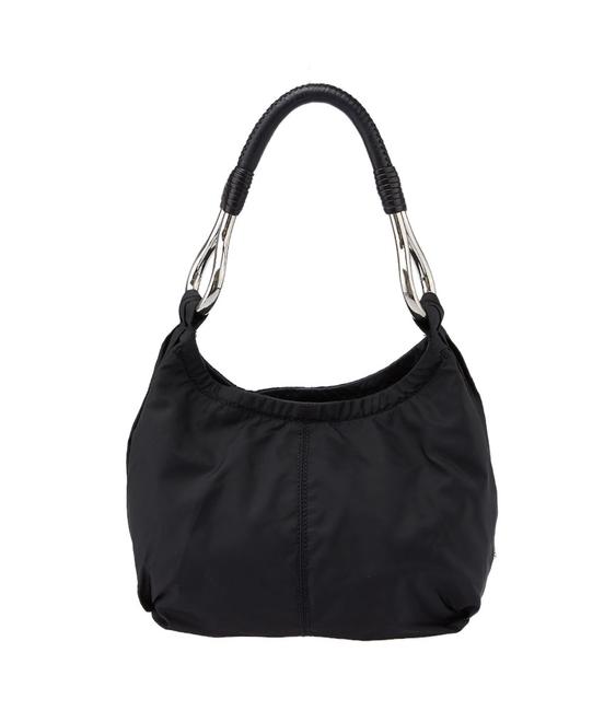 Prada Hobo  Leather 38921 Black Nylon Shoulder Bag