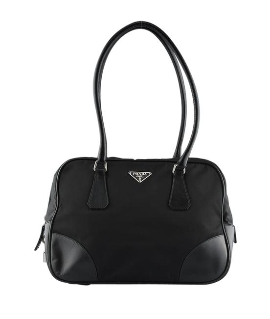 Prada  Leather Satchel Black Nylon Shoulder Bag