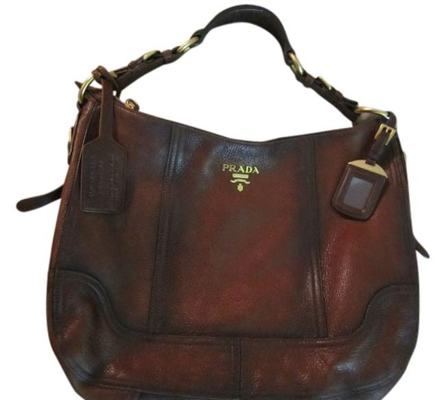 Prada Antik Brown Cervo Leather Shoulder Bag
