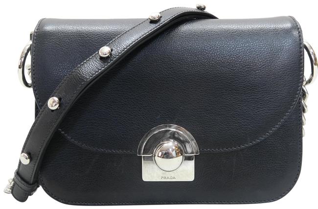 Prada Arcade Calf Leather Black Calfskin Shoulder Bag