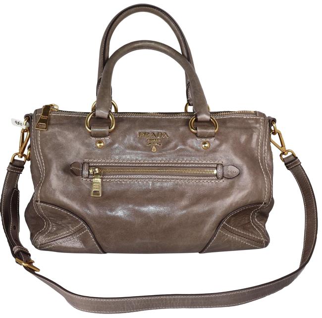 Prada Argilla Clay Vitello Shine Purse Brown Leather Shoulder Bag
