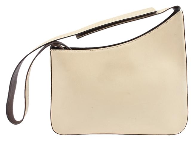 Prada Asymmetrical 51589 Cream Leather Shoulder Bag