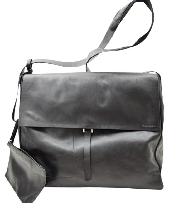 Prada B10394 Black Calf Men Briefcase Shoulder Bag