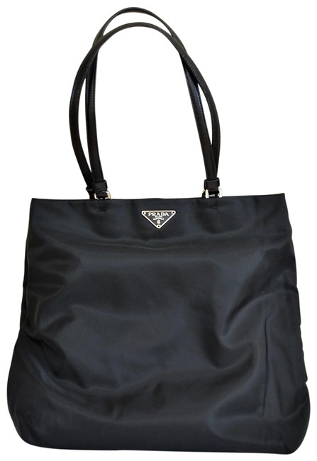 Prada Shopping B11213 Tessuto Basic Balck Nylon and Leather Shoulder Bag