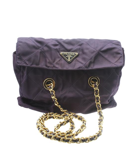 Prada B1467 Quilted 181733 Purple Nylon Shoulder Bag