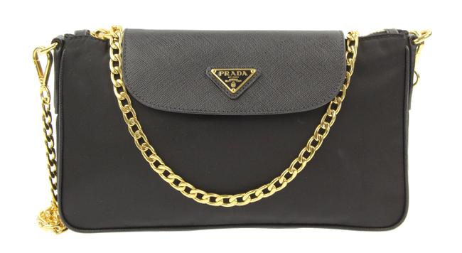 Prada Bandoliera Black Canvas Shoulder Bag