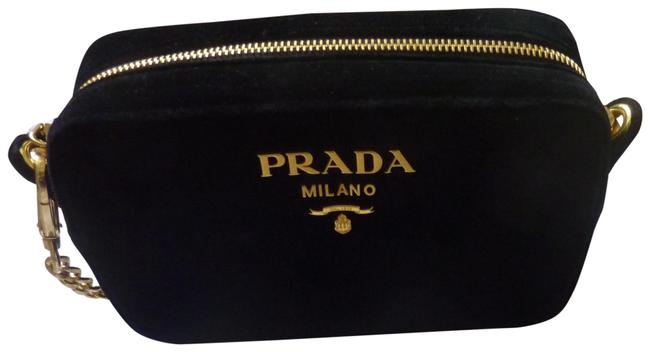 Prada Bandoliera Chain Black Velvet Shoulder Bag
