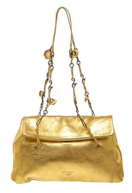 Prada Mini Barbed Wire 476225 Gold Leather Shoulder Bag
