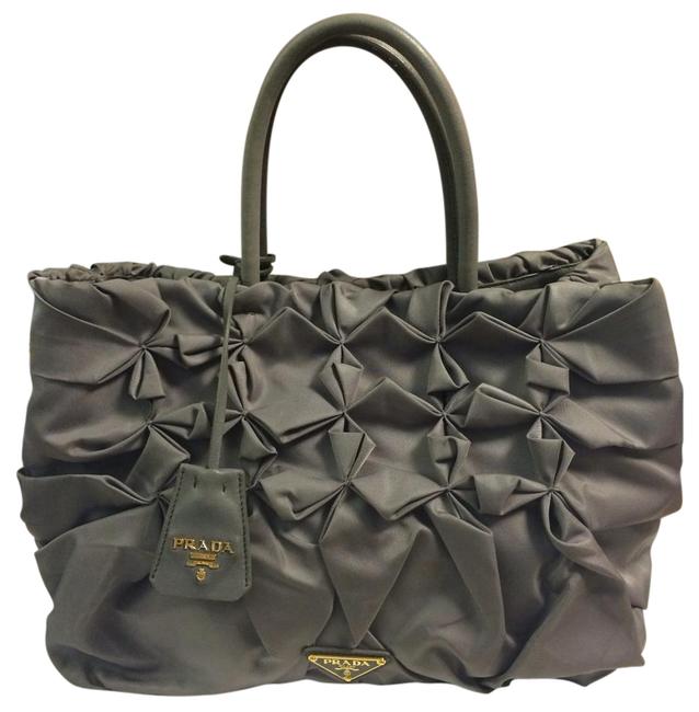 Prada Barolo Tessuto Gray NylonLeather Shoulder Bag