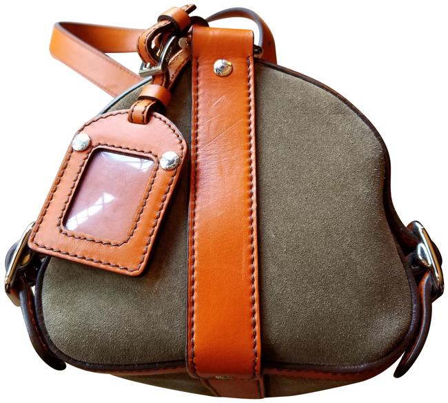 Prada Barrel Olive and Orange Leather Suede Shoulder Bag