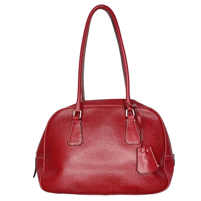 Prada Bauletto Cinghiale Red Leather Shoulder Bag
