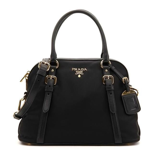 Prada Bauletto Dome Black Nylon Shoulder Bag