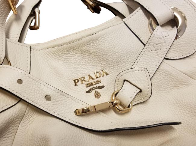 Prada Bauletto Off white Leather Shoulder Bag