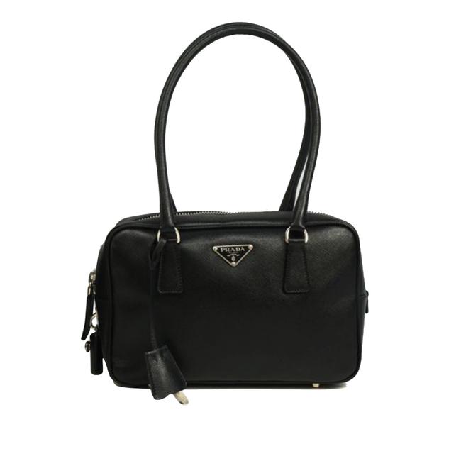 Prada Bauletto Saffiano Black Leather Shoulder Bag