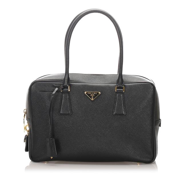 Prada Bauletto Saffiano Handbag Black Leather Shoulder Bag