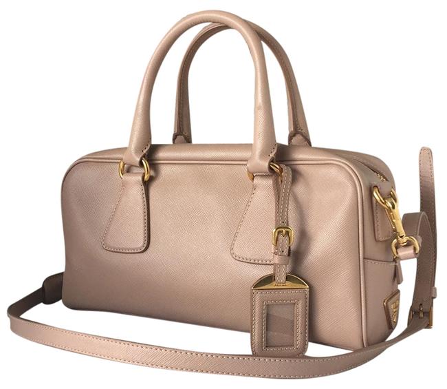 Prada Bauletto Lux Saffiano Convertible NudeCammeo Shoulder Bag
