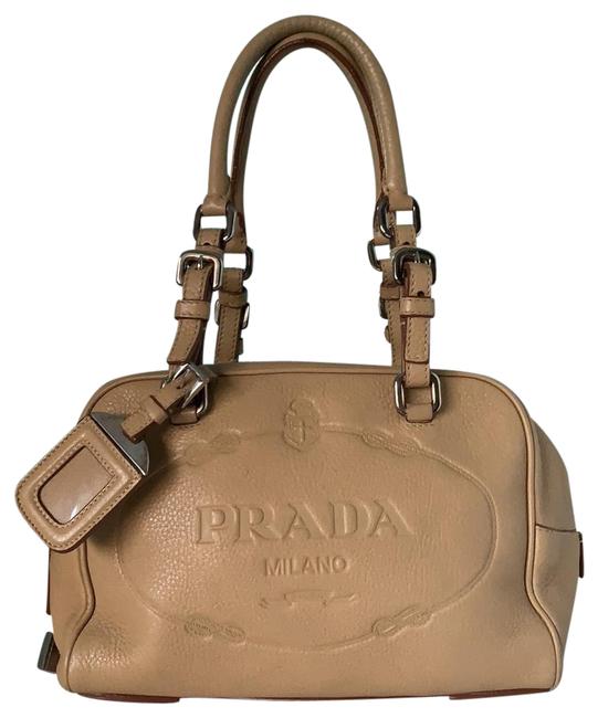 Prada Bauletto Soft Calf Lampone Tan Leather Shoulder Bag