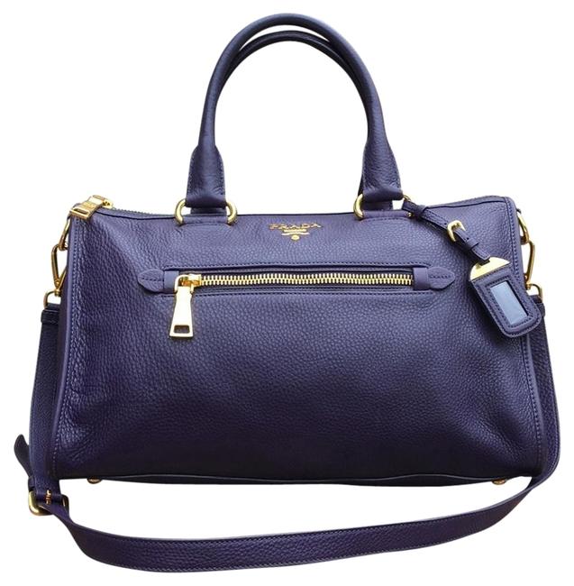 Prada Vitello Daino Bauletto Purple Leather Shoulder Bag