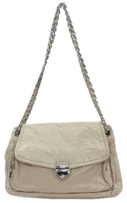 Prada Beige cream Chain Flap 873003 Cream Leather Shoulder Bag