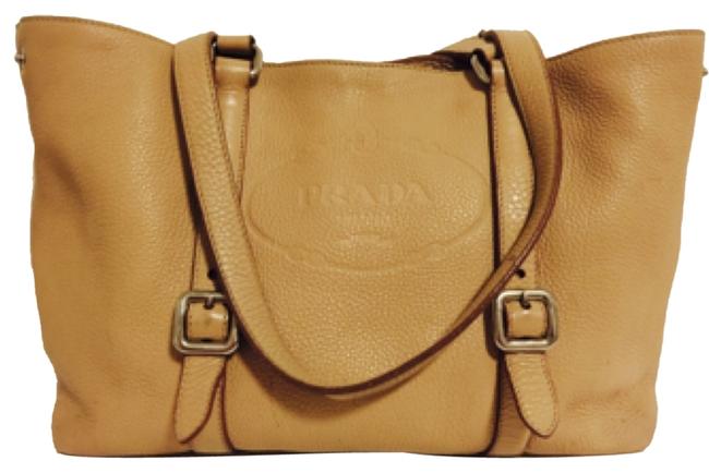Prada Beige Leather Handbag Shoulder Bag