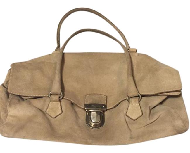 Prada Beige Suede Shoulder Bag