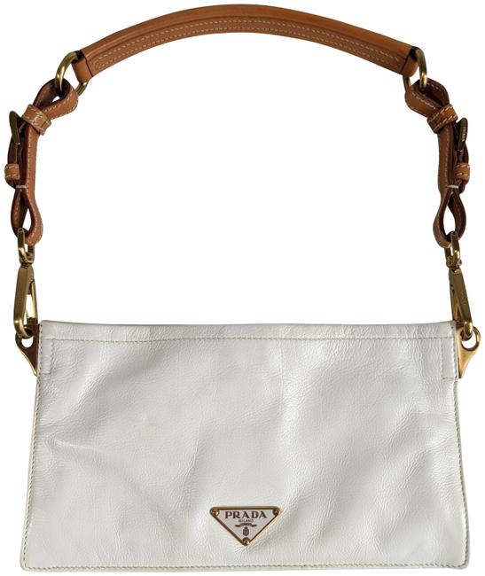 Prada Belt Vintage White Leather Shoulder Bag