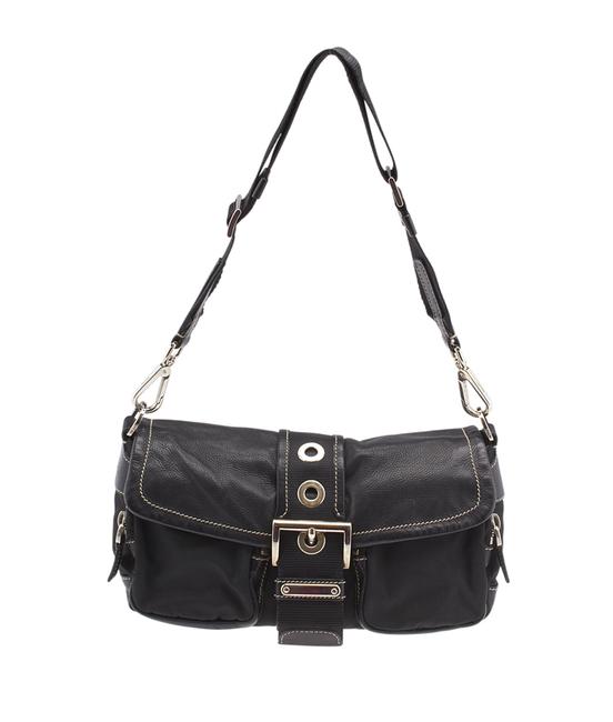 Prada Bl0084 105176 Black Nylon Leather Shoulder Bag
