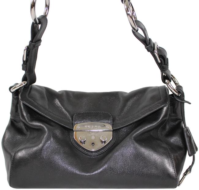 Prada Black Calfskin Leather Shoulder Bag